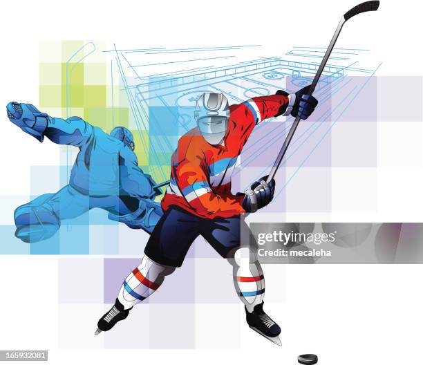hockey composition - hockey player stock illustrations