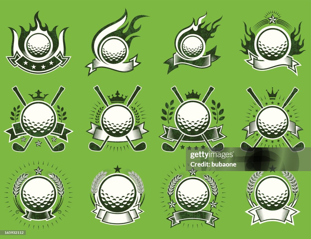 Golf Amateur Country Club on Grunge Badge Set
