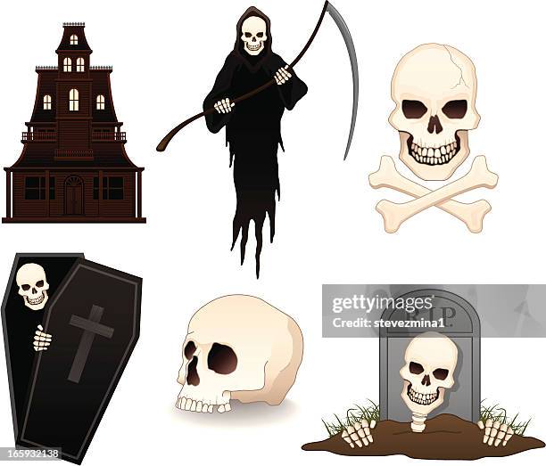 halloween items - grim reaper stock illustrations