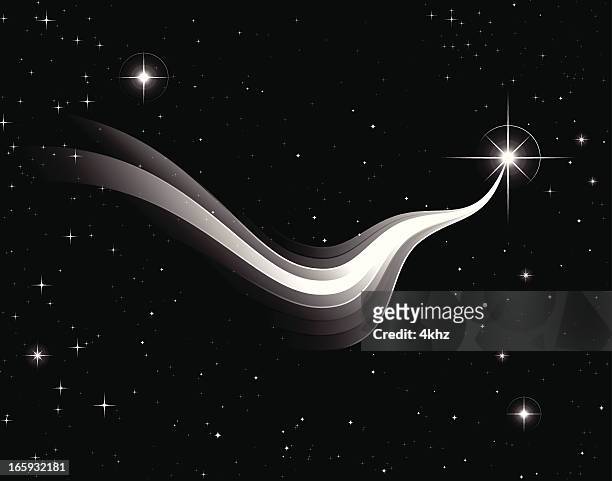 simple vector shooting star with light trail - north star background stock illustrations