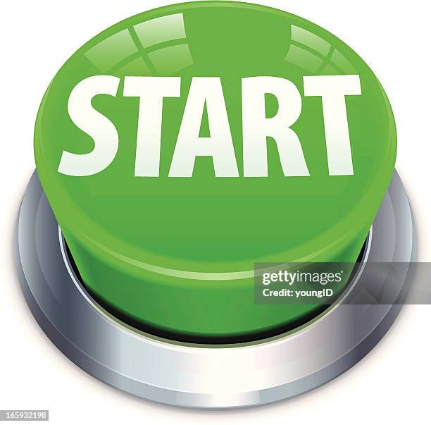 bildbanksillustrationer, clip art samt tecknat material och ikoner med big green start button - start button