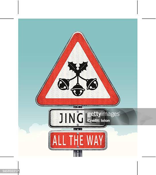 jingle bells warning sign - jingle bells vector stock illustrations