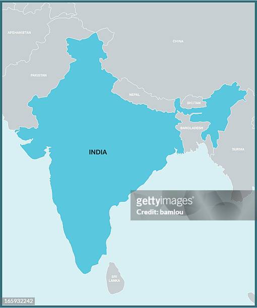 india and surroundings map - nepal stock illustrations