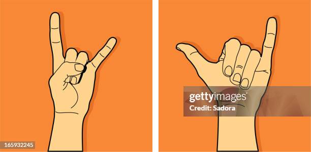 illustrations, cliparts, dessins animés et icônes de j'adore rock and roll - devil horn hand
