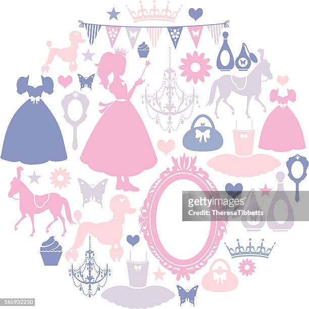 girls icon set - princess stock illustrations
