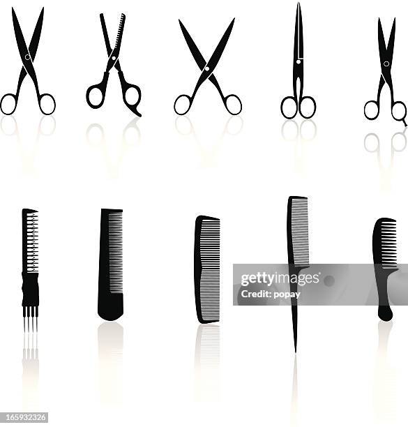 hair tools silhouette - hair salon stock illustrations