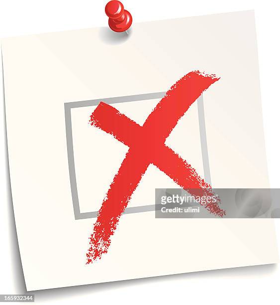 a huge red x mark on a piece of paper - cross shape stock illustrations