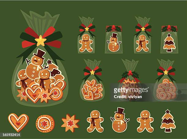 christmas cookies - plastic bag stock illustrations