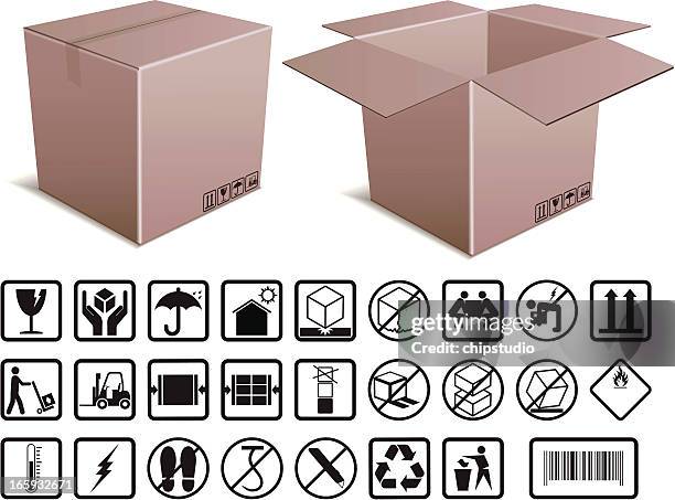 box and handling instructions - fragility symbol stock illustrations