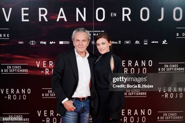 Actor Jose Coronado and actress Marta Nieto attend the 'Verano En Rojo' photocall at MK2 Cine Paz on September 04, 2023 in Madrid, Spain.