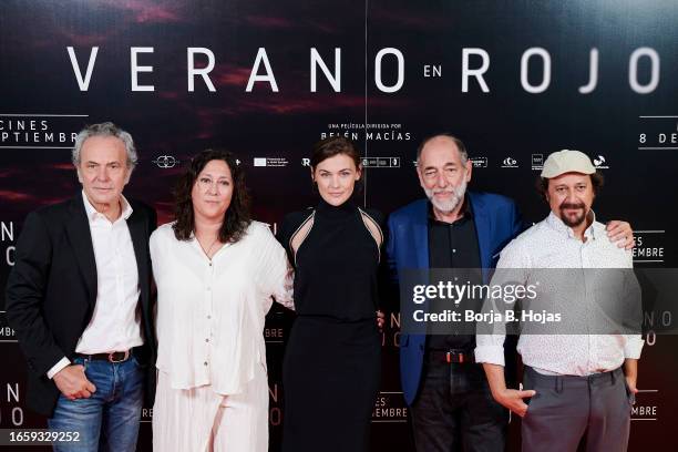 Jose Coronado, Belen Macias, Marta Nieto, Tomas del Estal and Luis Callejo attend the 'Verano En Rojo' photocall at MK2 Cine Paz on September 04,...