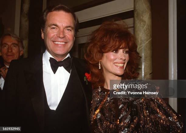 Robert Wagner and his wife Jill St John pose for a photograph at Night of 100 Stars event March 8, 1982 in New York City.