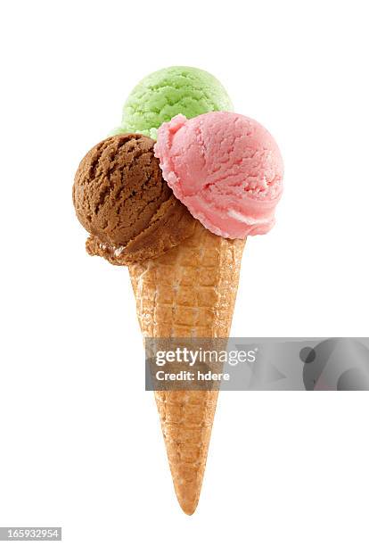 triplo de gelado - ice cream imagens e fotografias de stock