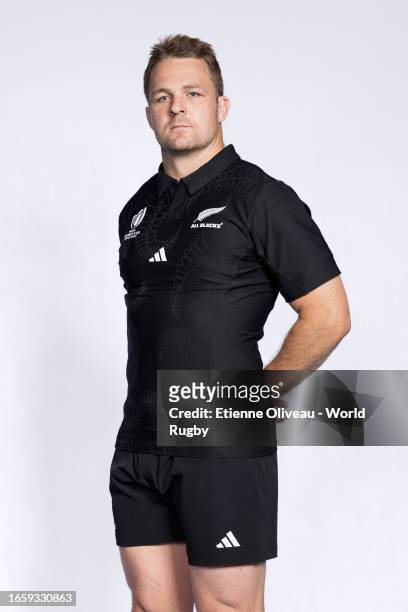 Sam Cane of New Zealand poses for a portrait during the New Zealand Rugby World Cup 2023 Squad photocall on September 02, 2023 in Lyon, France.