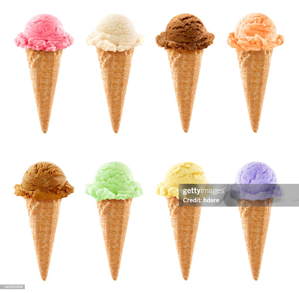 Eight ice cream cones