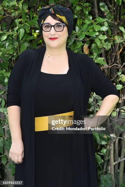 Italian conductor Maria di Biase participate in the photocall of the Rai Pour Parler broadcast. Rome , September 04th, 2023