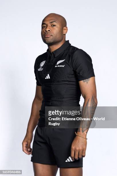 Mark Telea of New Zealand poses for a portrait during the New Zealand Rugby World Cup 2023 Squad photocall on September 02, 2023 in Lyon, France.