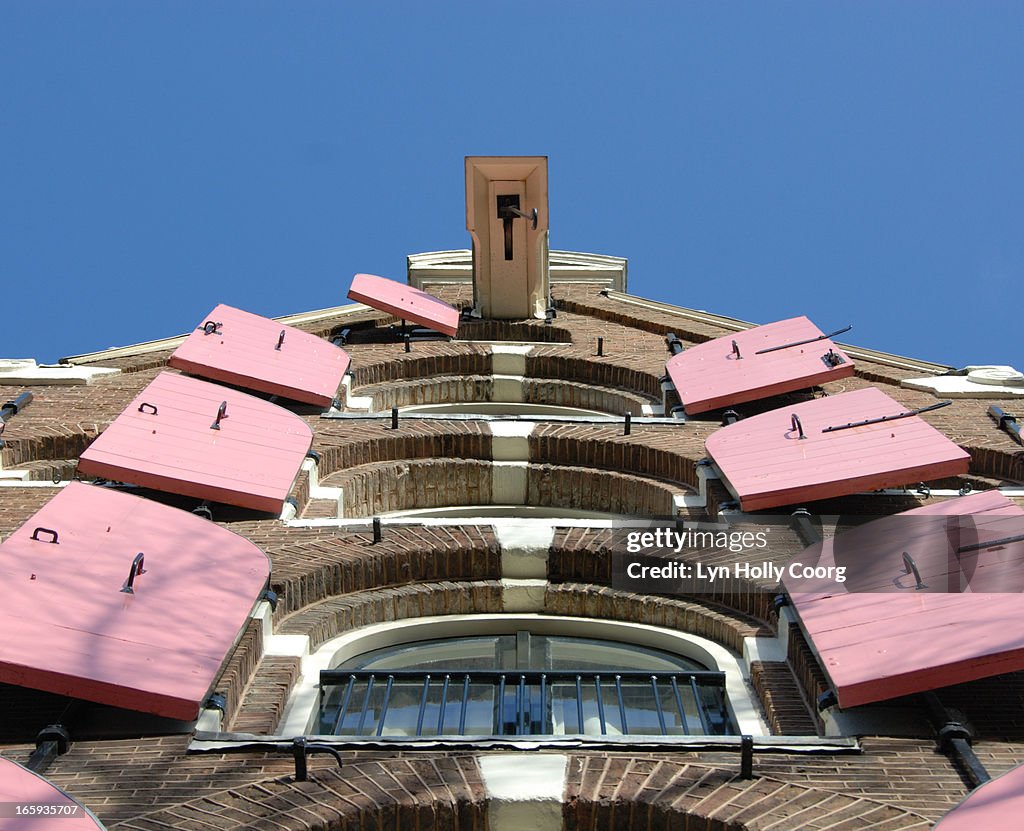 Low level view of Dutch house and shutters