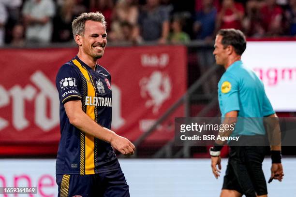 Wout Brama of Wouts All Stars laughing during the Farewell match of Wout Brama between FC Twente 2010 & 2011 and Wouts All Stars at De Grolsch Veste...