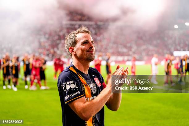 Wout Brama of Wouts All Stars thanking fans during the Farewell match of Wout Brama between FC Twente 2010 & 2011 and Wouts All Stars at De Grolsch...