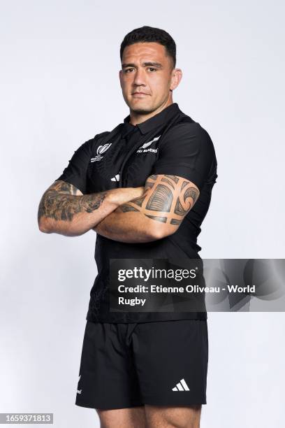 Codie Taylor of New Zealand poses for a portrait during the New Zealand Rugby World Cup 2023 Squad photocall on September 02, 2023 in Lyon, France.