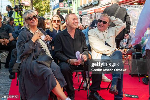 Julie Campbell, Ali Campbell and Graham McPherson aka Suggs of Madness attend the unveiling of The Music Walk Of Fame 2023 at Camden on September 04,...
