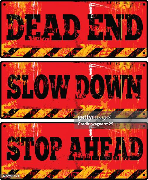 ilustrações de stock, clip art, desenhos animados e ícones de sinais de aviso de tráfego - rua sem saída