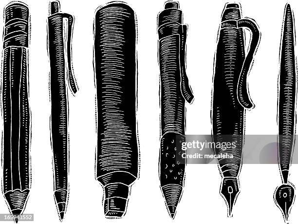 ilustraciones, imágenes clip art, dibujos animados e iconos de stock de rotuladores de tinta inversa - instrumento de escribir