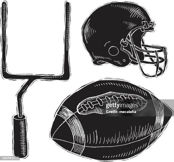 football reverse ink - american football helmet stock illustrations