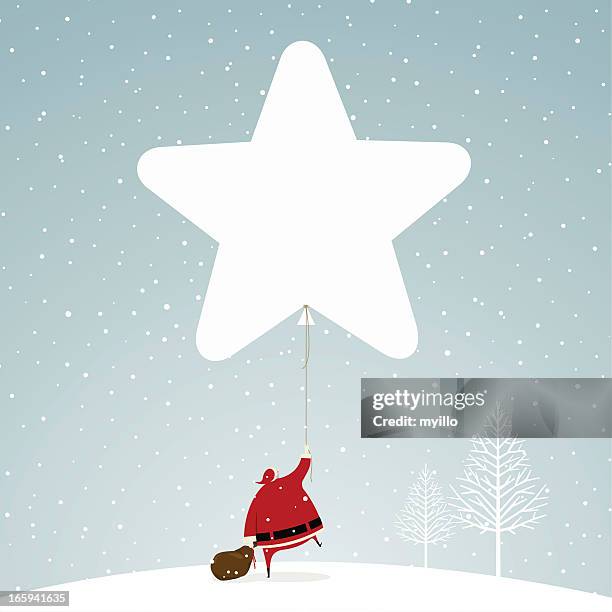 ilustraciones, imágenes clip art, dibujos animados e iconos de stock de tiempo de navidad santa claus star nevar nieve ilustración vectorial - snowing