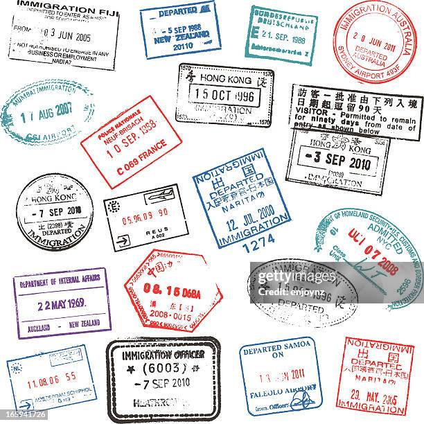 passport stamps - passport stock illustrations