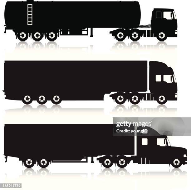 trucks & trailers silhouettes - milk truck stock illustrations