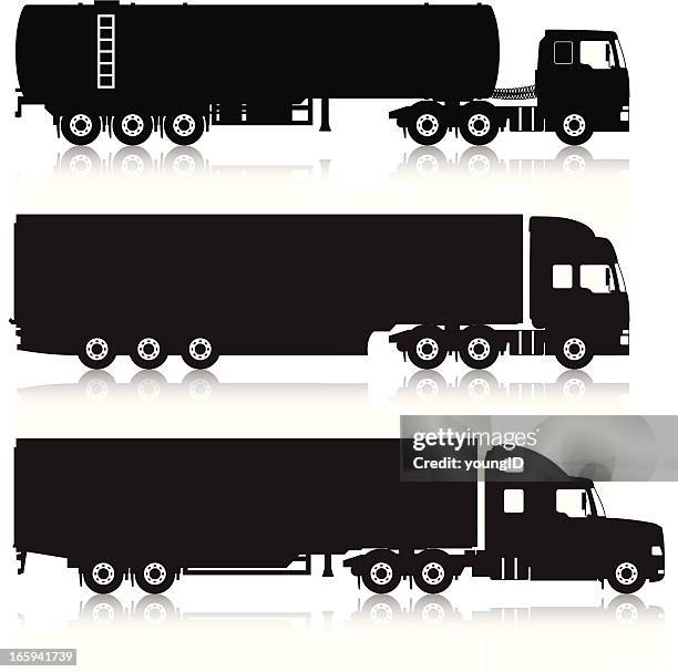 trucks & trailers silhouettes - side view 幅插畫檔、美工圖案、卡通及圖標
