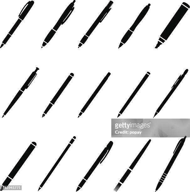 pens silhouette - pencil stock illustrations