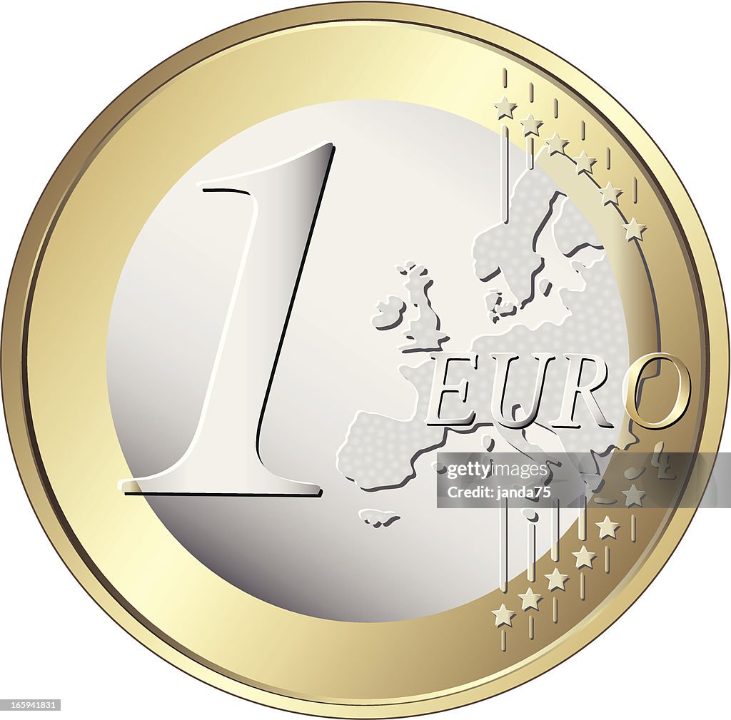 One euro coin - Vector