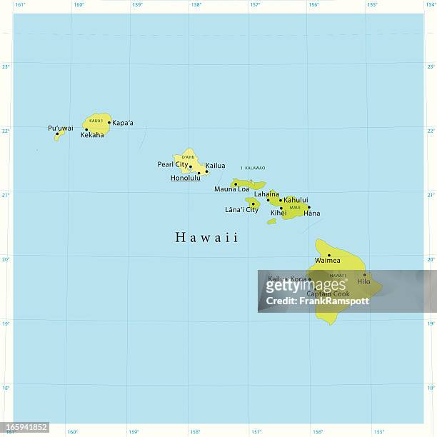 hawaii vector map - honolulu stock illustrations