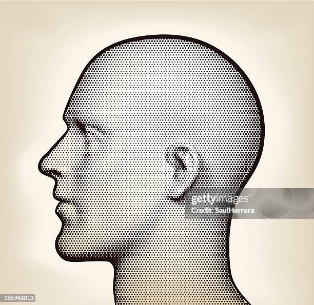 side view head in pattern of dots - halftone face stock illustrations
