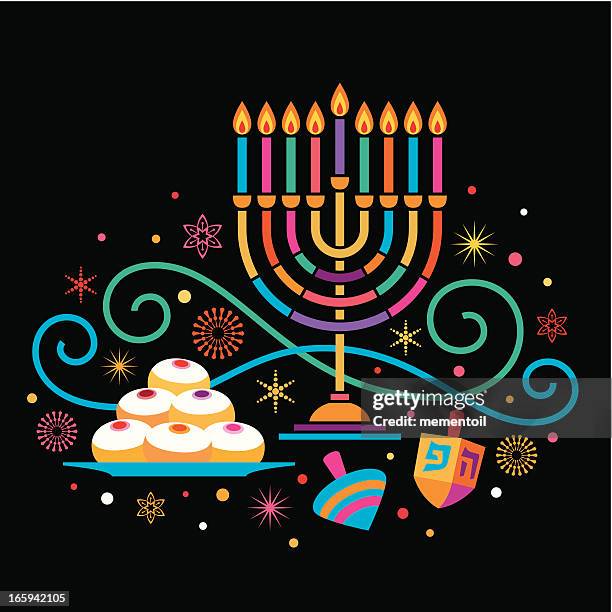 colorful hanukkah - hanukkah stock illustrations