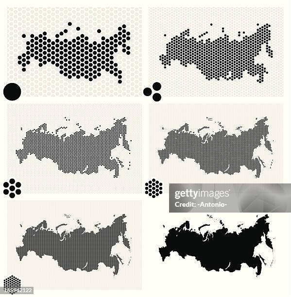 stockillustraties, clipart, cartoons en iconen met dotted maps of russia in different resolutions - rusland kaart