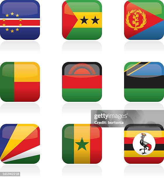 african flag buttons - seychelles stock illustrations