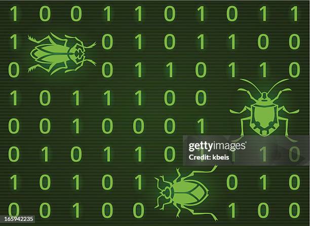 computer bugs - computer green screen stock illustrations