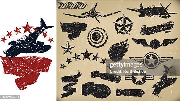 ilustrações, clipart, desenhos animados e ícones de , nos aviões da air force-combatentes grunge, banners. estrelas - us air force