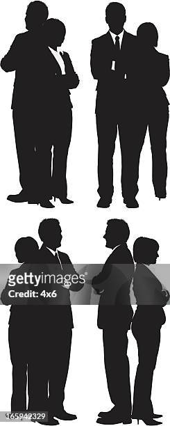 stockillustraties, clipart, cartoons en iconen met business people standing with their arms crossed - back to back