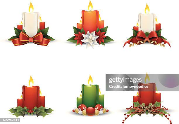 weihnachten kerze symbole - tischdekoration stock-grafiken, -clipart, -cartoons und -symbole