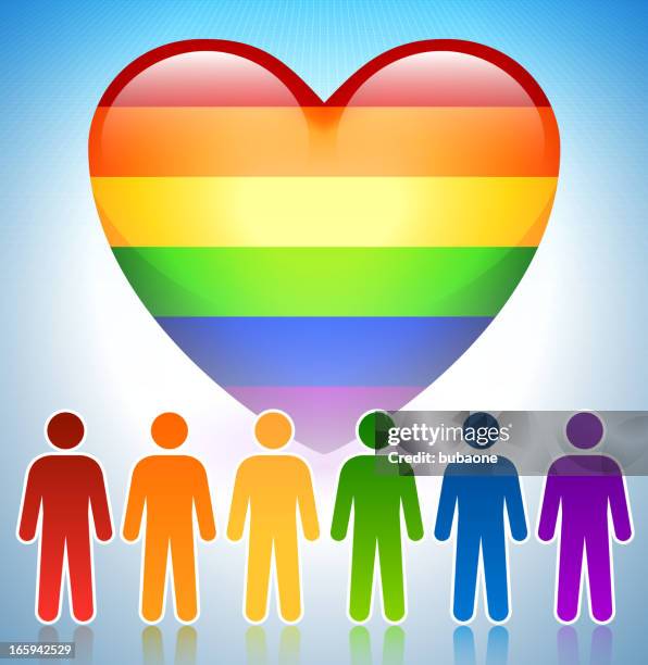 gay marriage support concept with rainbow heart - gay wedding stock illustrations