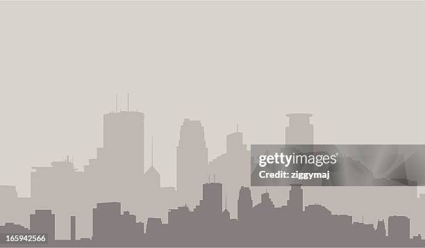 minneapolis skyline in gray - minneapolis stock illustrations