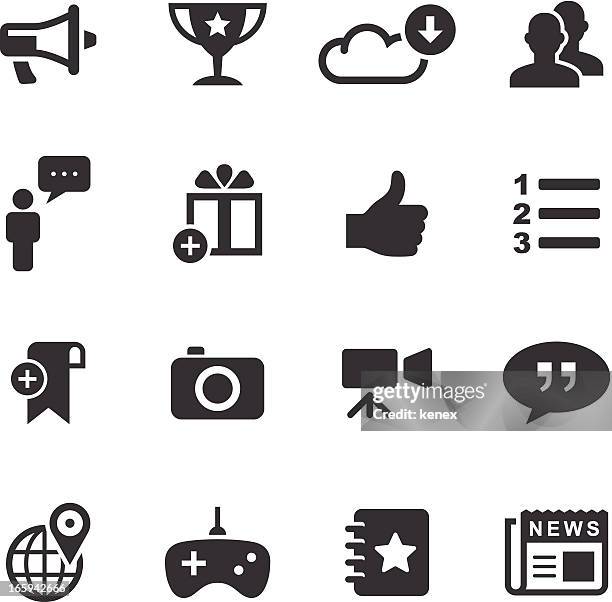 mono icons set | social media - international club game announcement stock illustrations