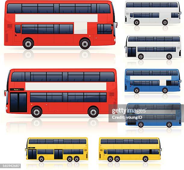 illustrations, cliparts, dessins animés et icônes de bus à impériale - vue latérale