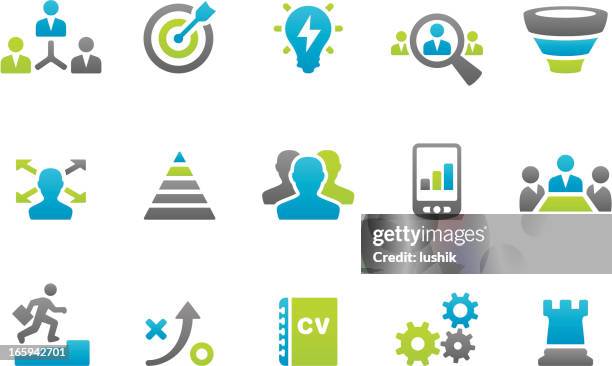 stampico - business strategy related icons - marketing funnel stock illustrations