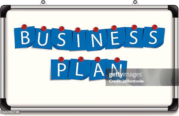 business plan | notes on magnet board - whiteboard notes stock illustrations